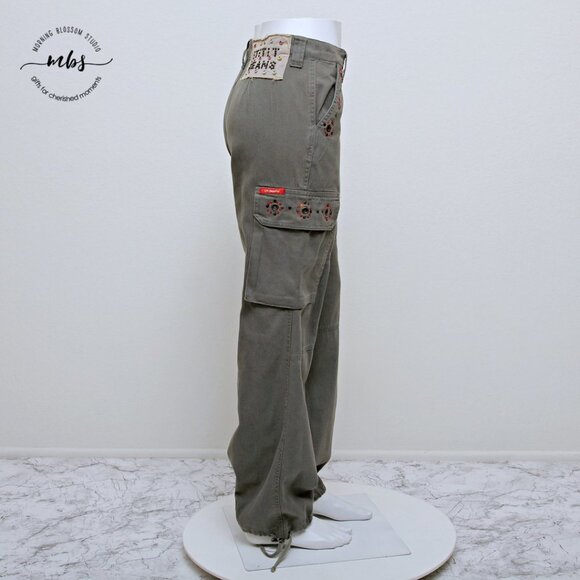 NWT !It Jeans Beads Studded High Rise Jeweled Wide Leg Drawstring Pants - Picture 2 of 11